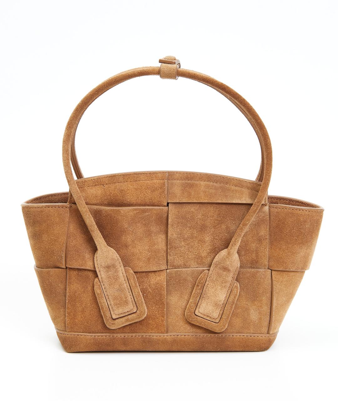 BOTTEGA VENETA Коричневая замшевая сумка с короткими ручками, фото 1