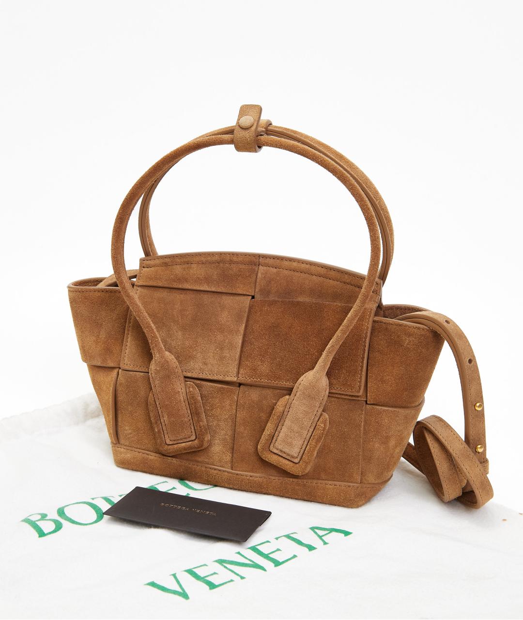 BOTTEGA VENETA Коричневая замшевая сумка с короткими ручками, фото 7