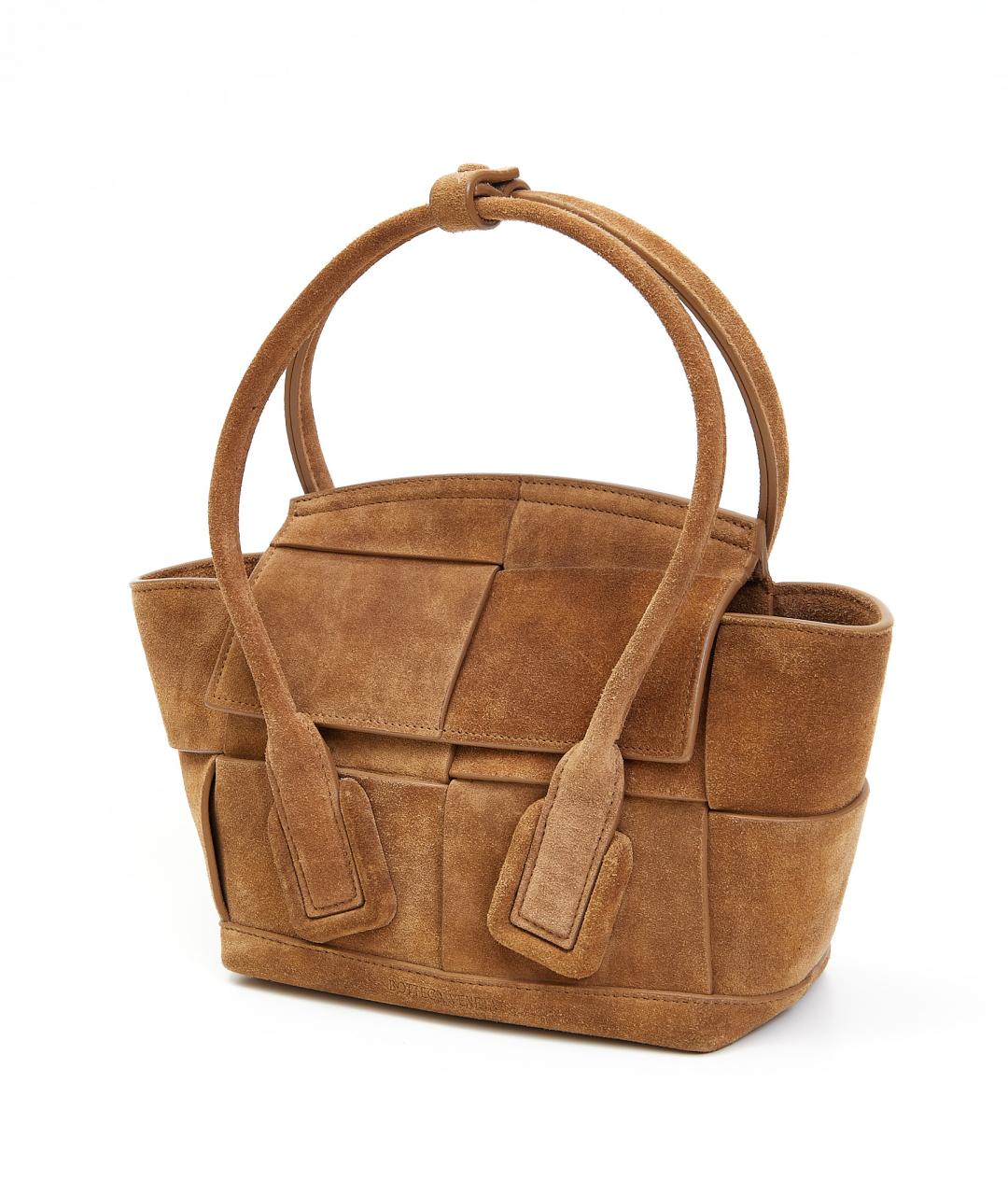BOTTEGA VENETA Коричневая замшевая сумка с короткими ручками, фото 2