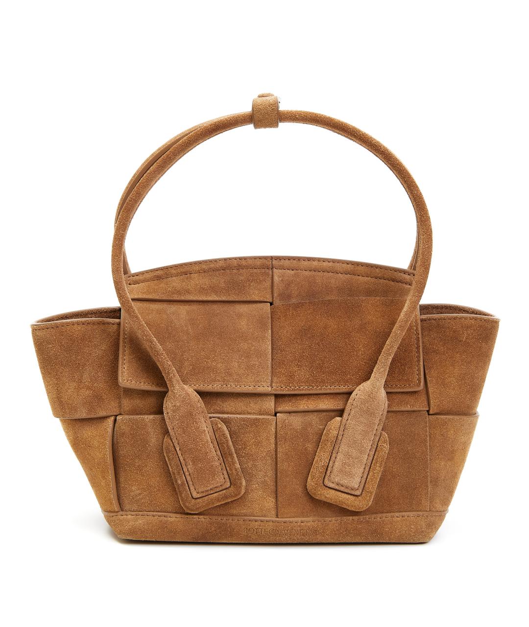 BOTTEGA VENETA Коричневая замшевая сумка с короткими ручками, фото 3