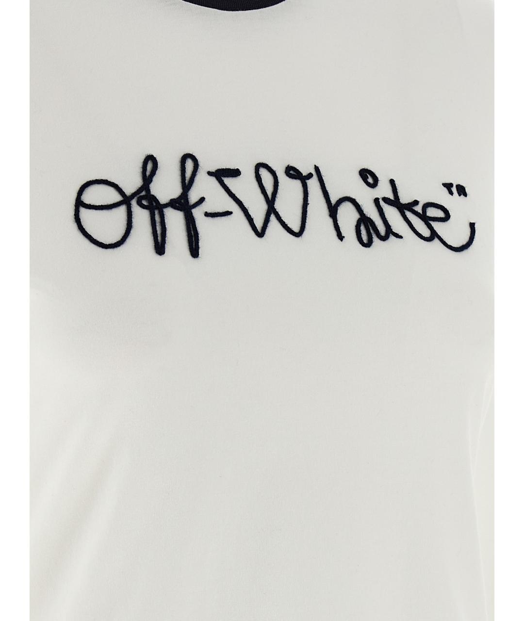 OFF-WHITE Белая хлопковая футболка, фото 4