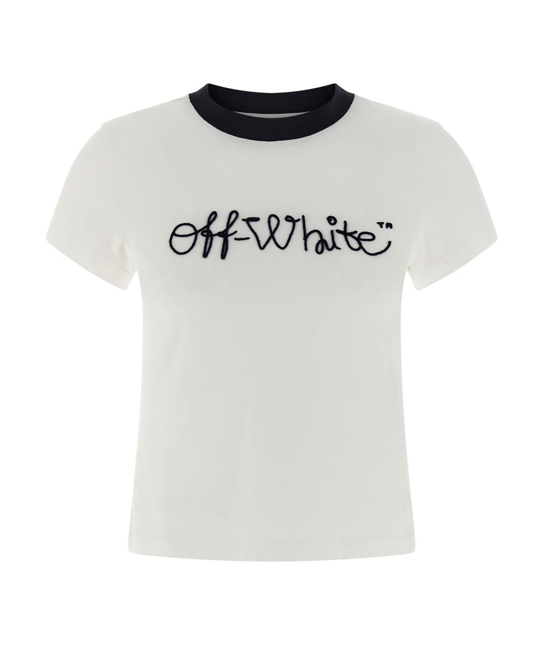 OFF-WHITE Белая хлопковая футболка, фото 1