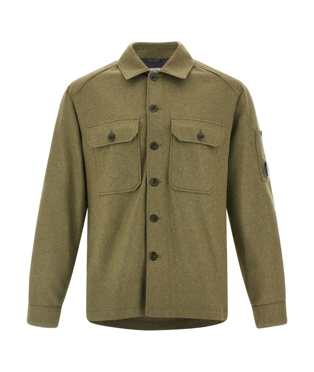 CP COMPANY Хаки шерстяная кэжуал рубашка, фото 1