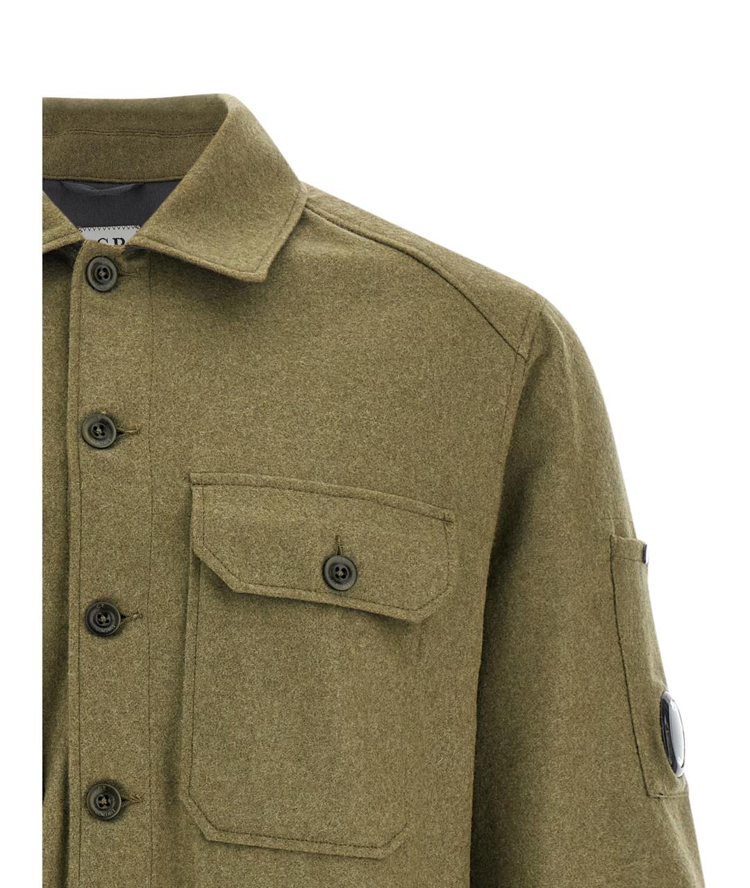 CP COMPANY Хаки шерстяная кэжуал рубашка, фото 3