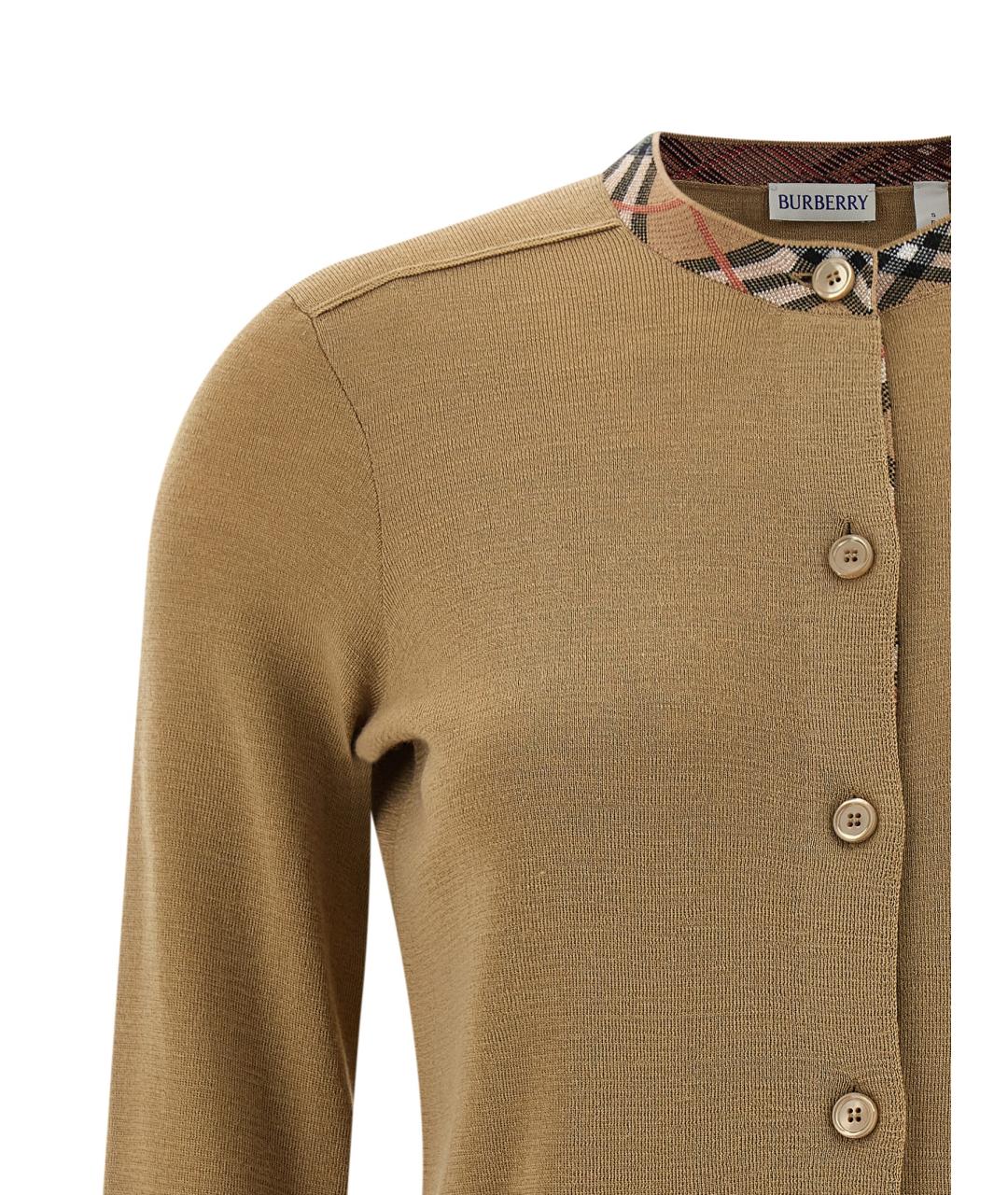BURBERRY Бежевый шерстяной кардиган, фото 3