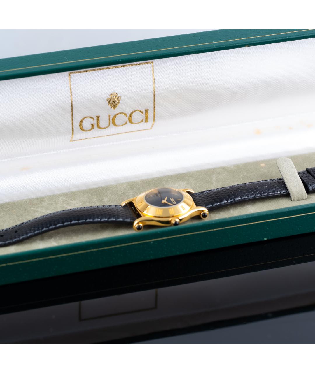 GUCCI Черные позолоченные часы, фото 9