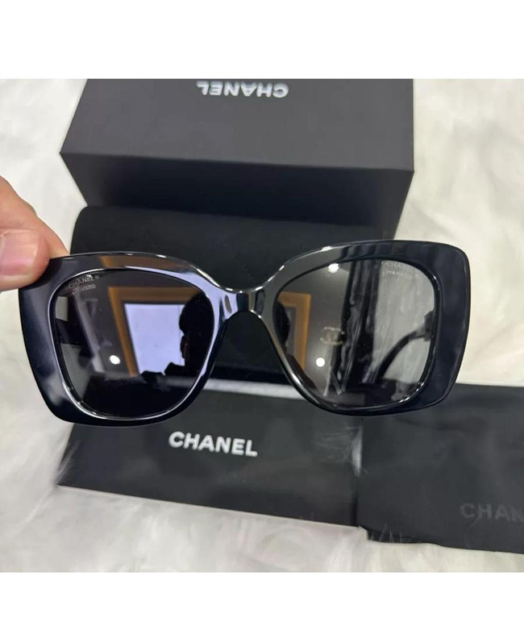 CHANEL Черные пластиковые солнцезащитные очки, фото 3