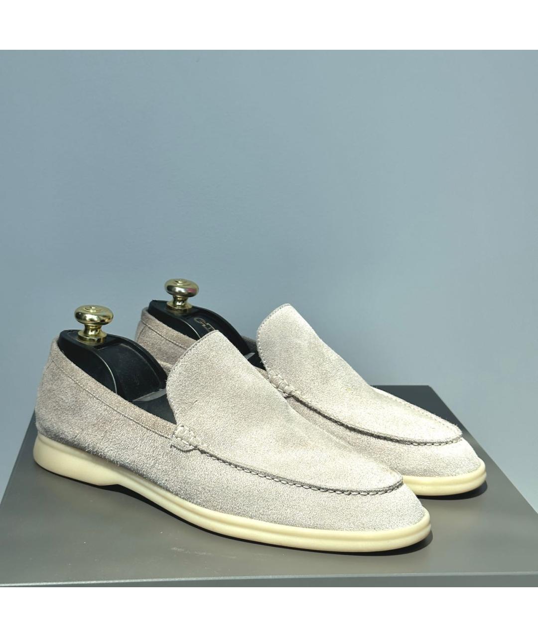 LORO PIANA Серые замшевые лоферы, фото 2