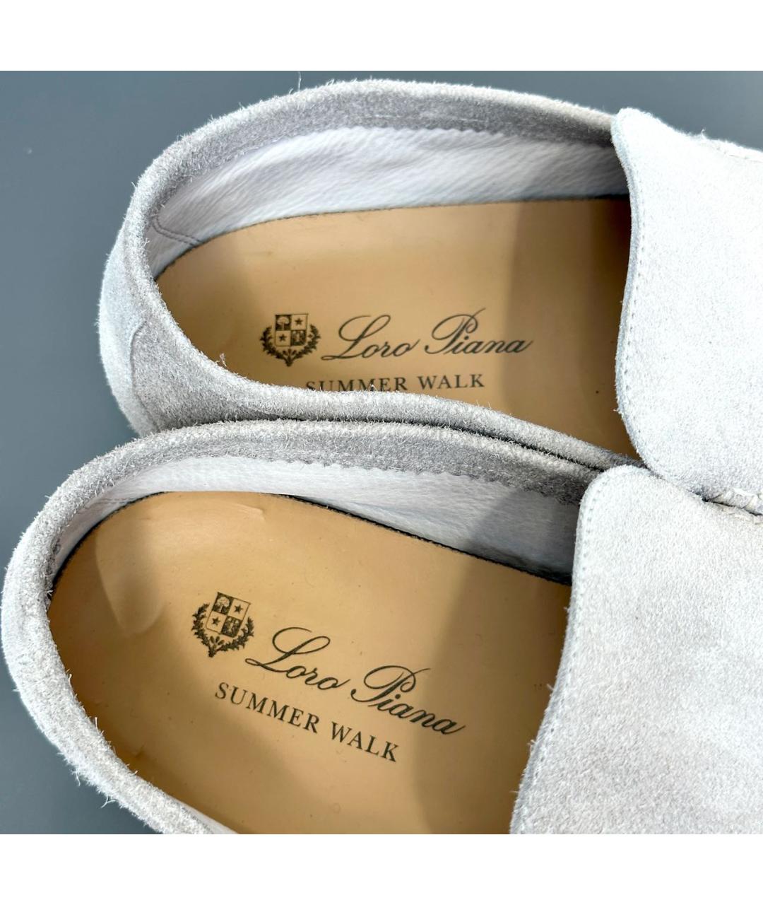 LORO PIANA Серые замшевые лоферы, фото 7