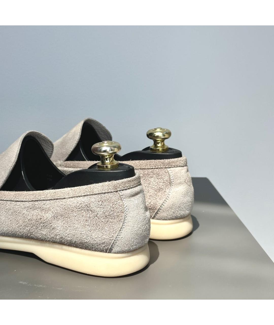 LORO PIANA Серые замшевые лоферы, фото 4