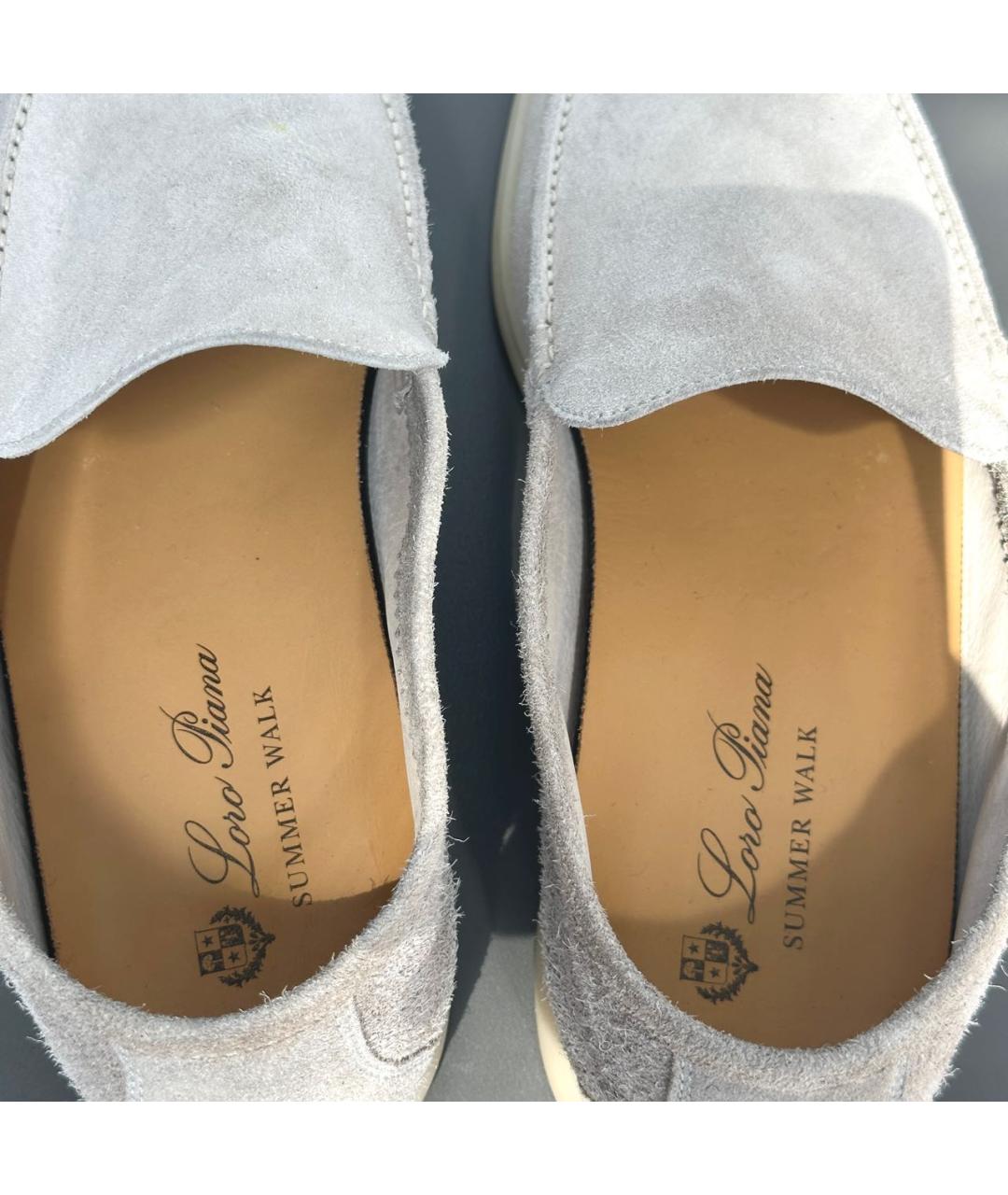 LORO PIANA Серые замшевые лоферы, фото 5