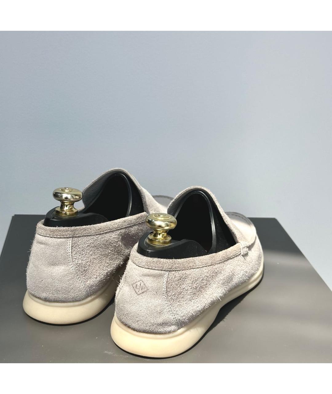 LORO PIANA Серые замшевые лоферы, фото 3