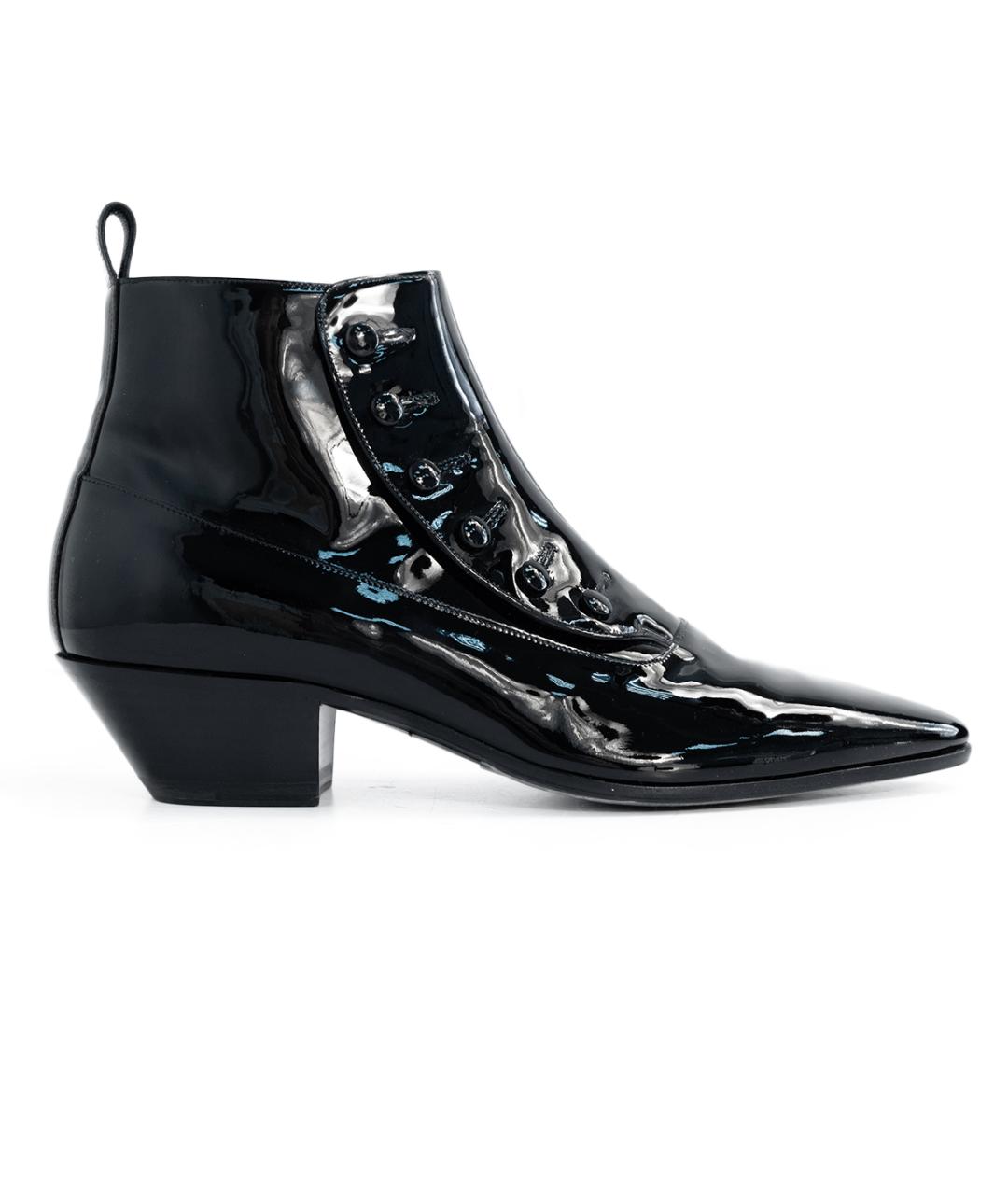 SAINT LAURENT Черные ботинки из лакированной кожи, фото 1