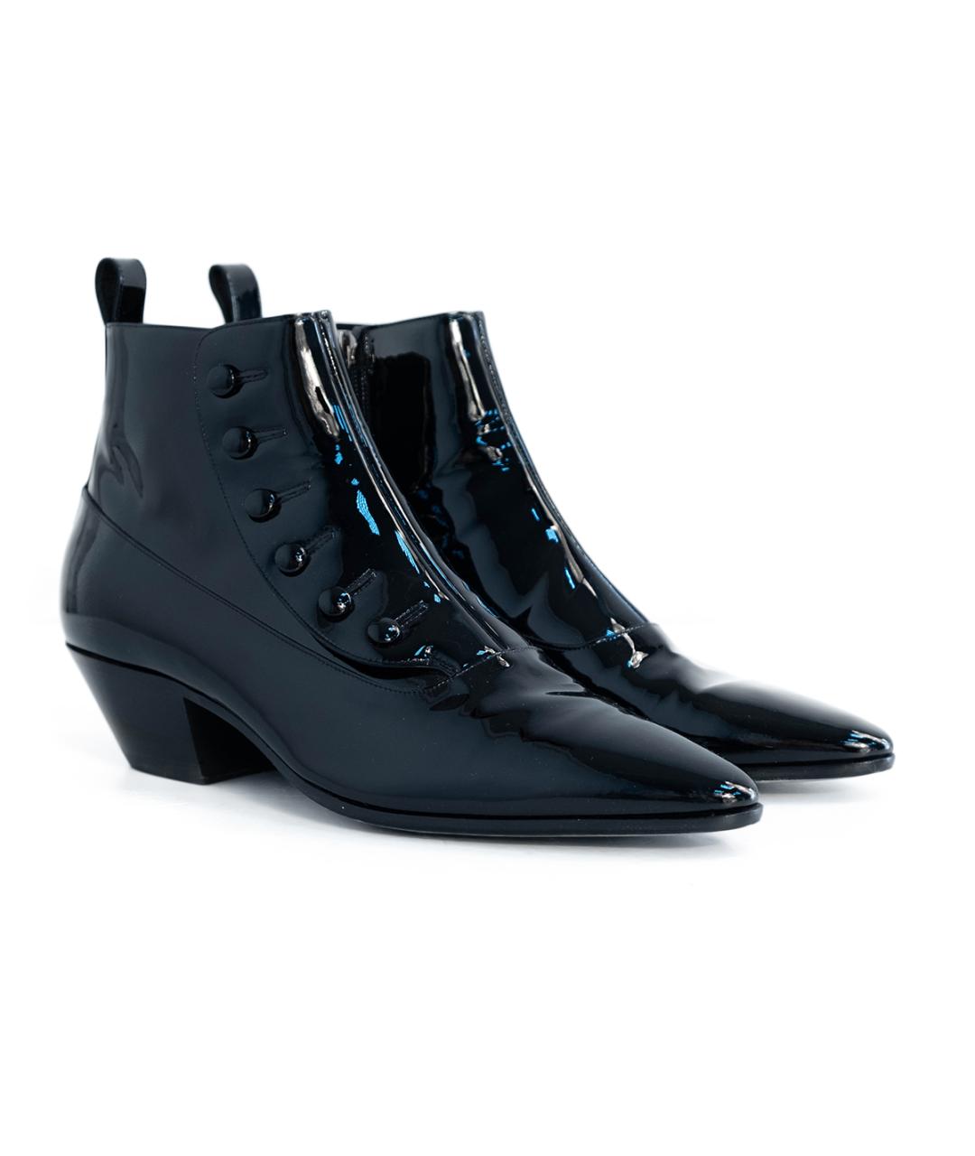 SAINT LAURENT Черные ботинки из лакированной кожи, фото 2