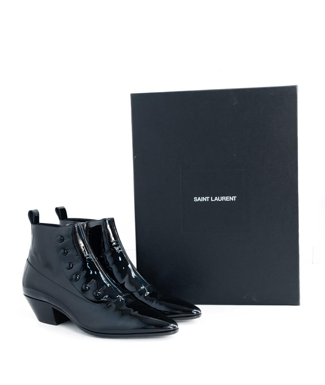 SAINT LAURENT Черные ботинки из лакированной кожи, фото 6