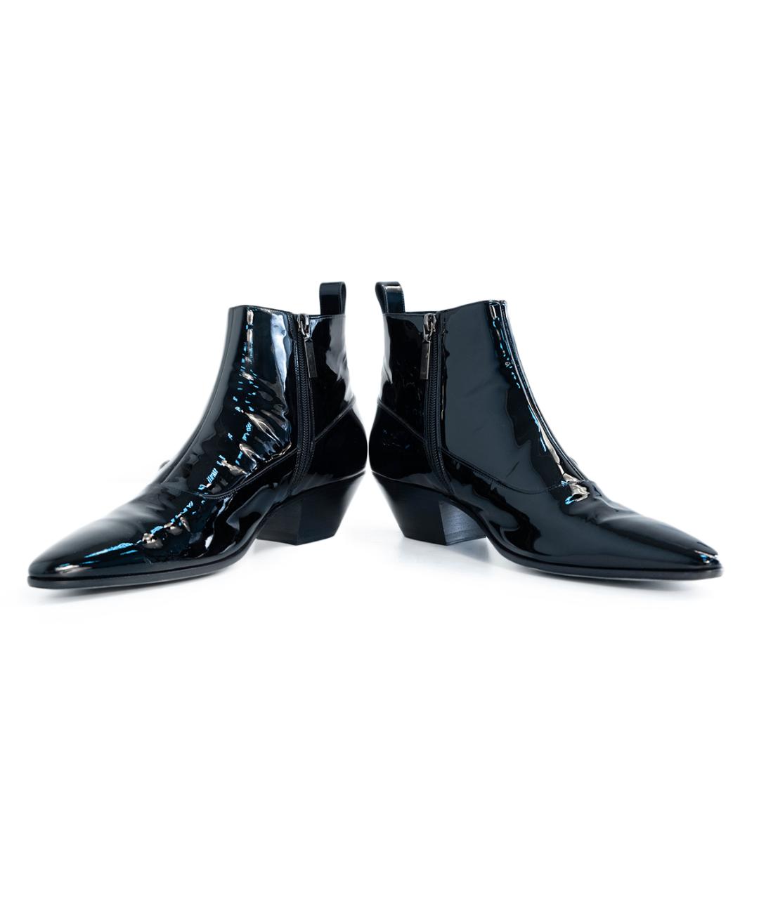 SAINT LAURENT Черные ботинки из лакированной кожи, фото 4