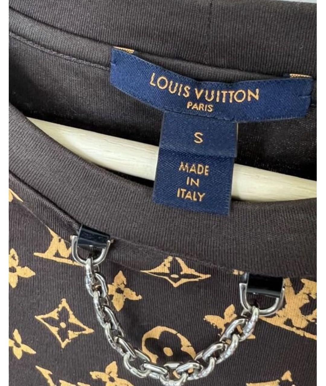 LOUIS VUITTON Коричневая хлопковая футболка, фото 3