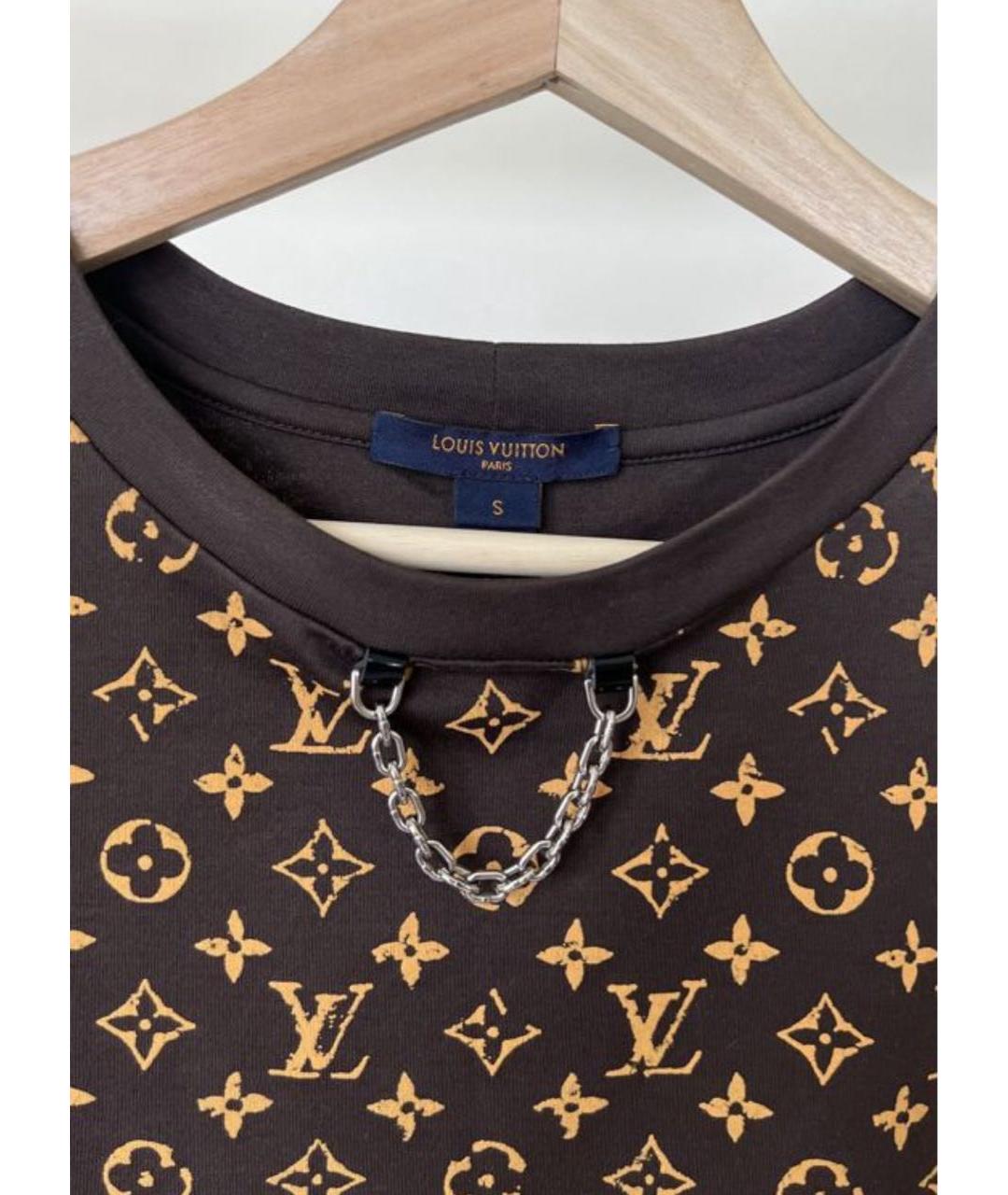 LOUIS VUITTON Коричневая хлопковая футболка, фото 2
