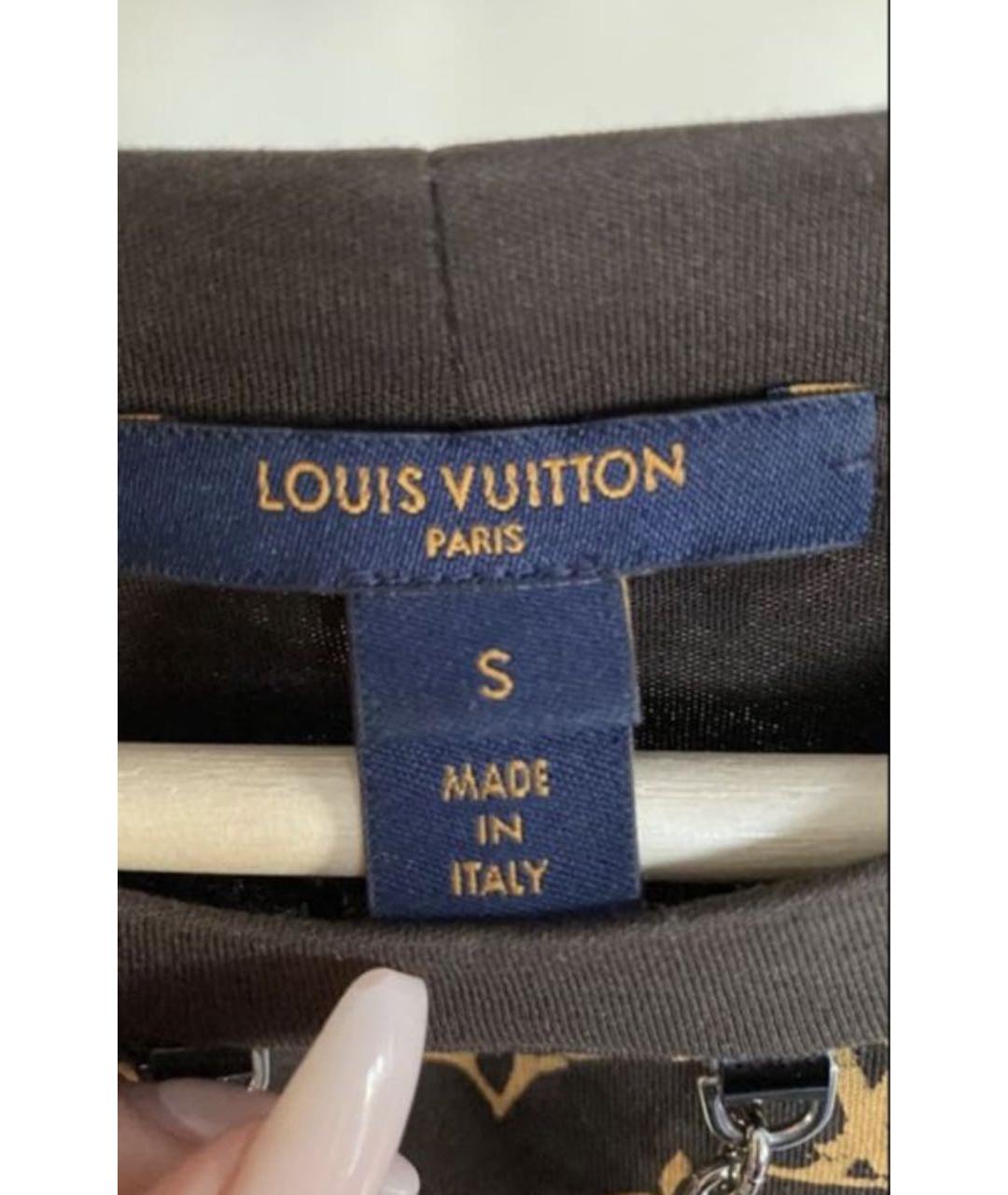 LOUIS VUITTON Коричневая хлопковая футболка, фото 4