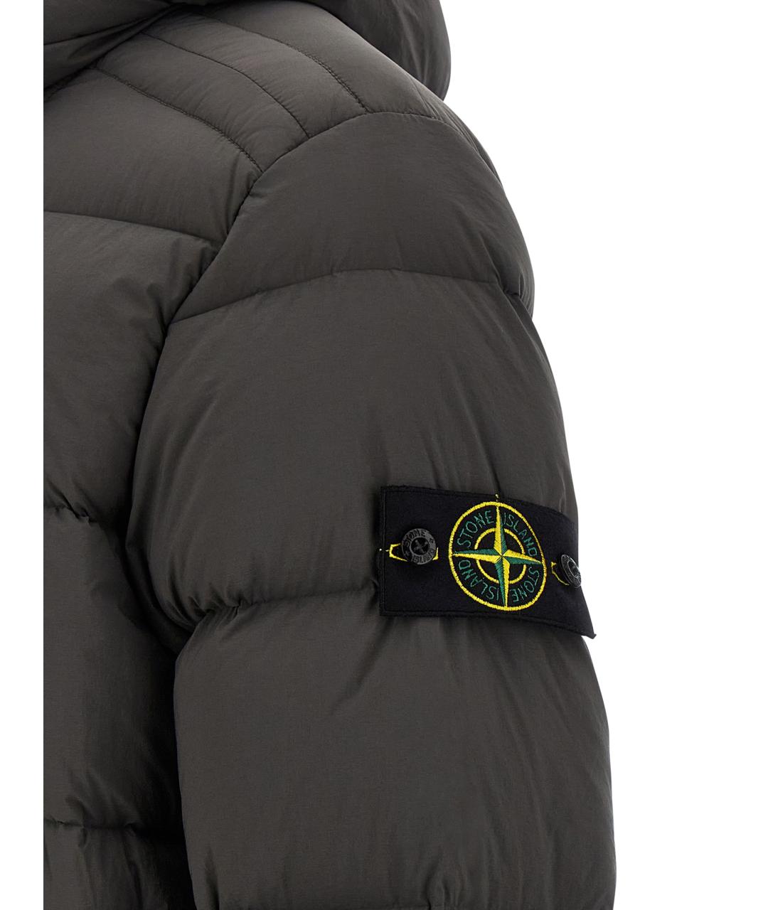 STONE ISLAND Зеленый полиамидовый пуховик, фото 4