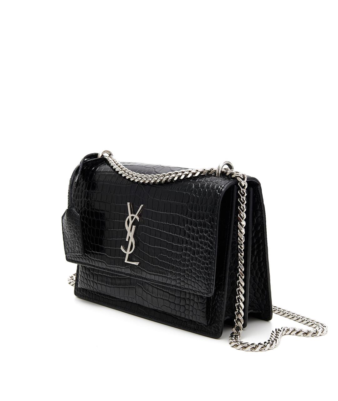 SAINT LAURENT Черная кожаная сумка через плечо, фото 2