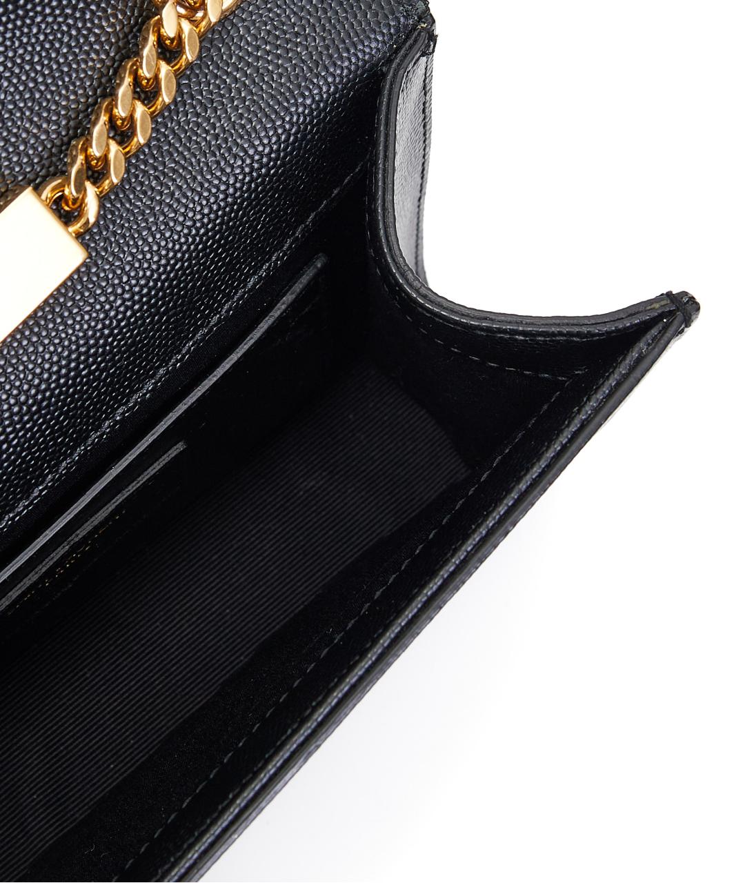 SAINT LAURENT Черная кожаная сумка через плечо, фото 2