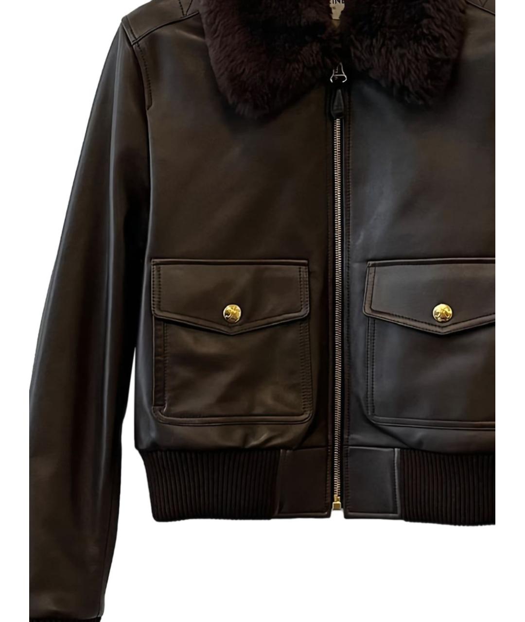 CELINE Коричневая кожаная куртка, фото 2