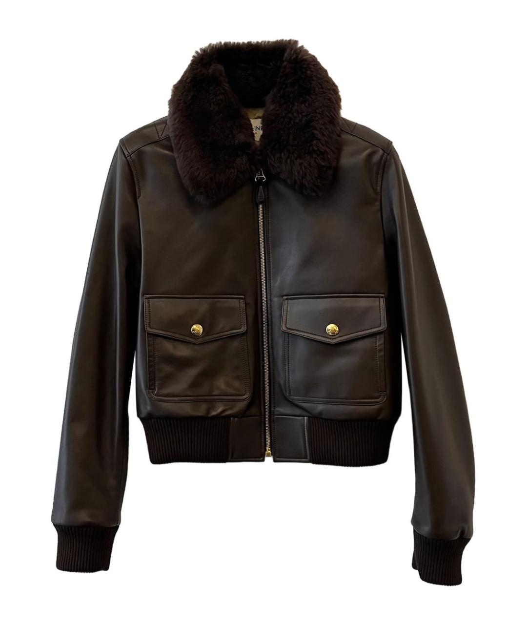 CELINE Коричневая кожаная куртка, фото 1