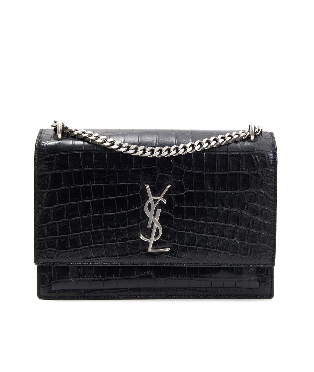 SAINT LAURENT Черная кожаная сумка через плечо, фото 1