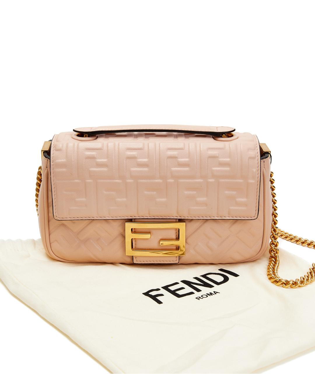 FENDI Бежевая кожаная сумка через плечо, фото 5
