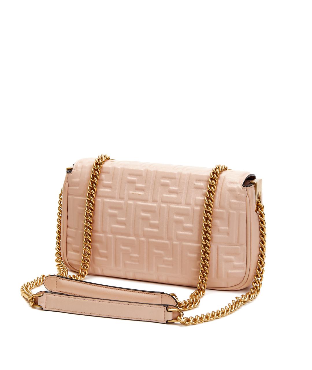 FENDI Бежевая кожаная сумка через плечо, фото 3