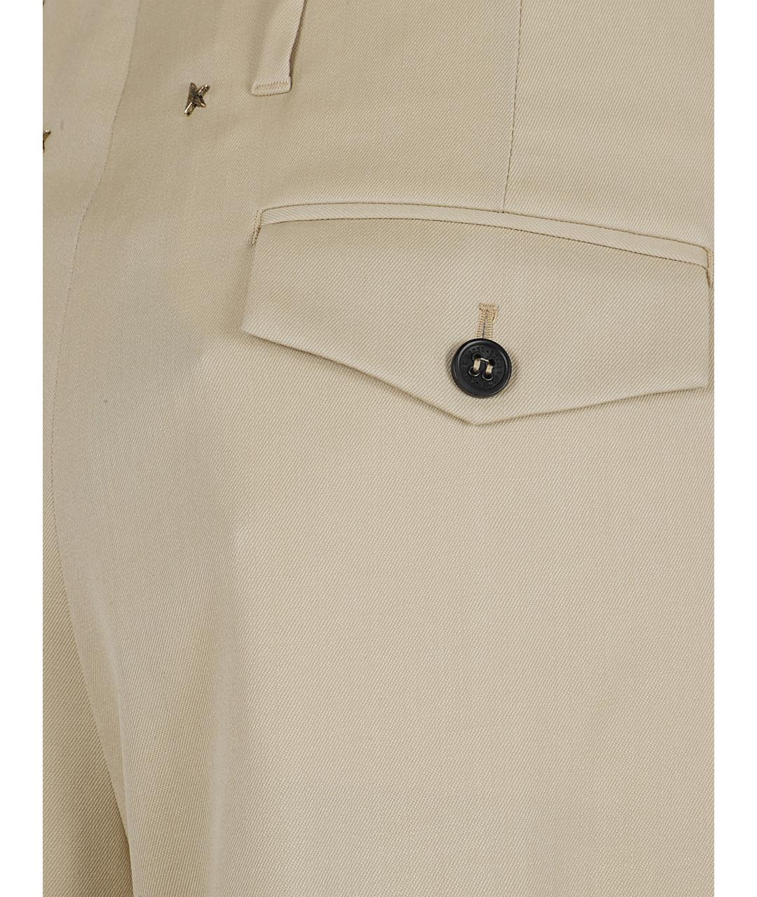 GOLDEN GOOSE DELUXE BRAND Бежевые вискозные прямые брюки, фото 2