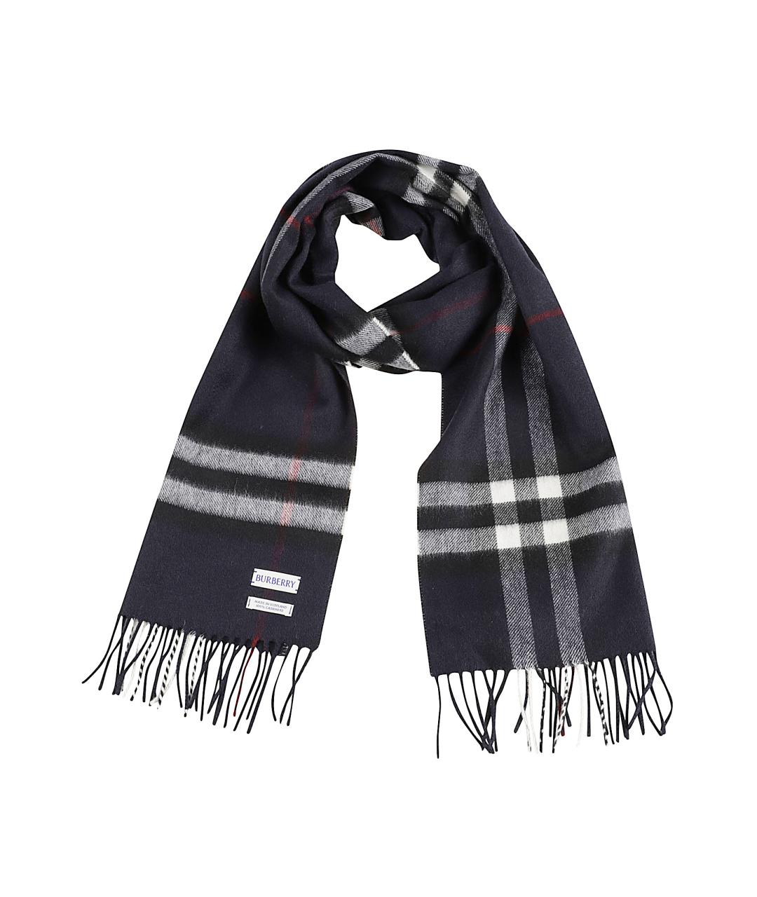 BURBERRY Синий кашемировый шарф, фото 1