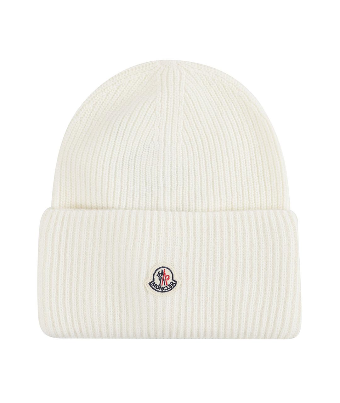 MONCLER Белая шерстяная шапка, фото 1