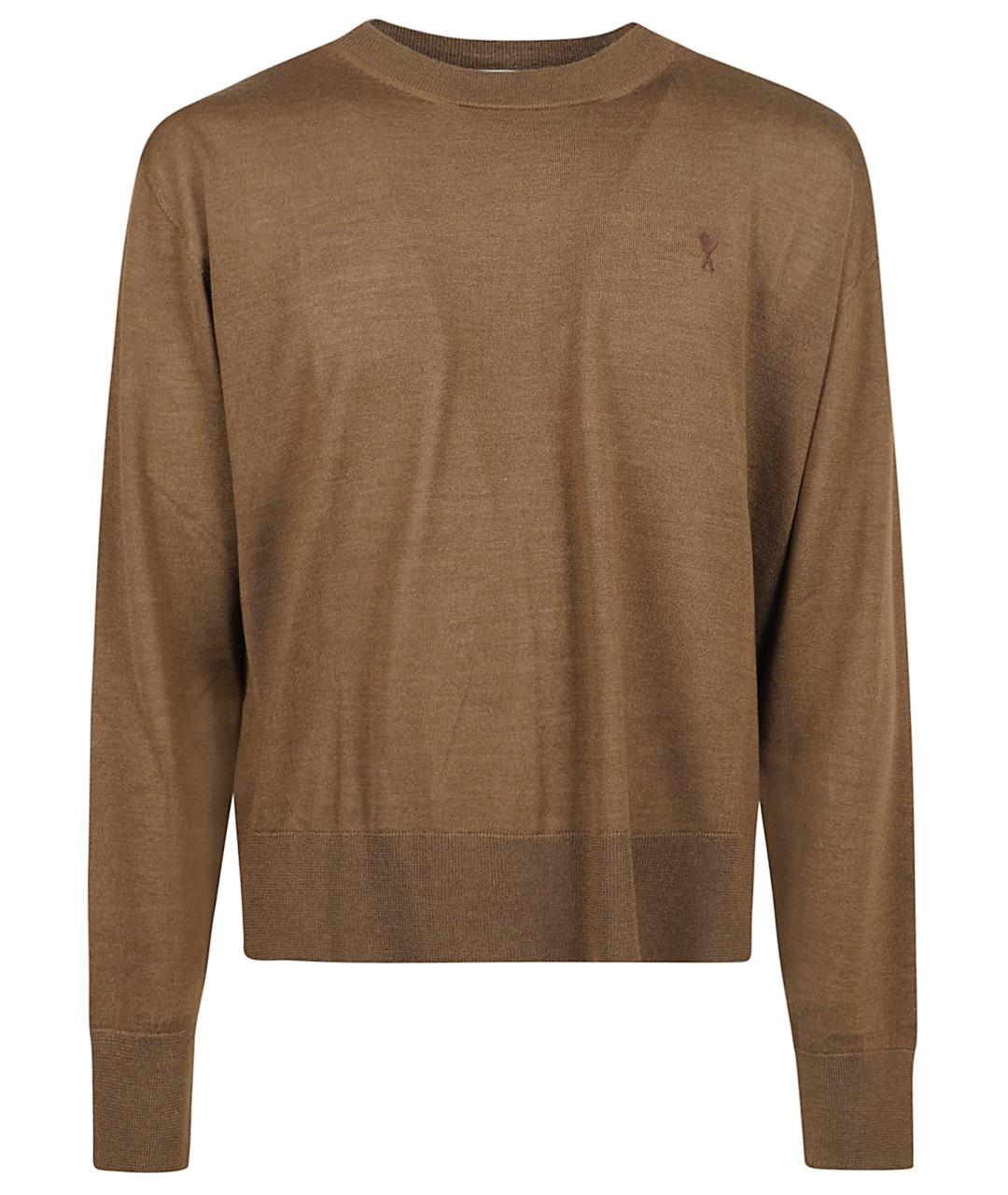 Ami Paris Коричневый шерстяной джемпер / свитер, фото 1