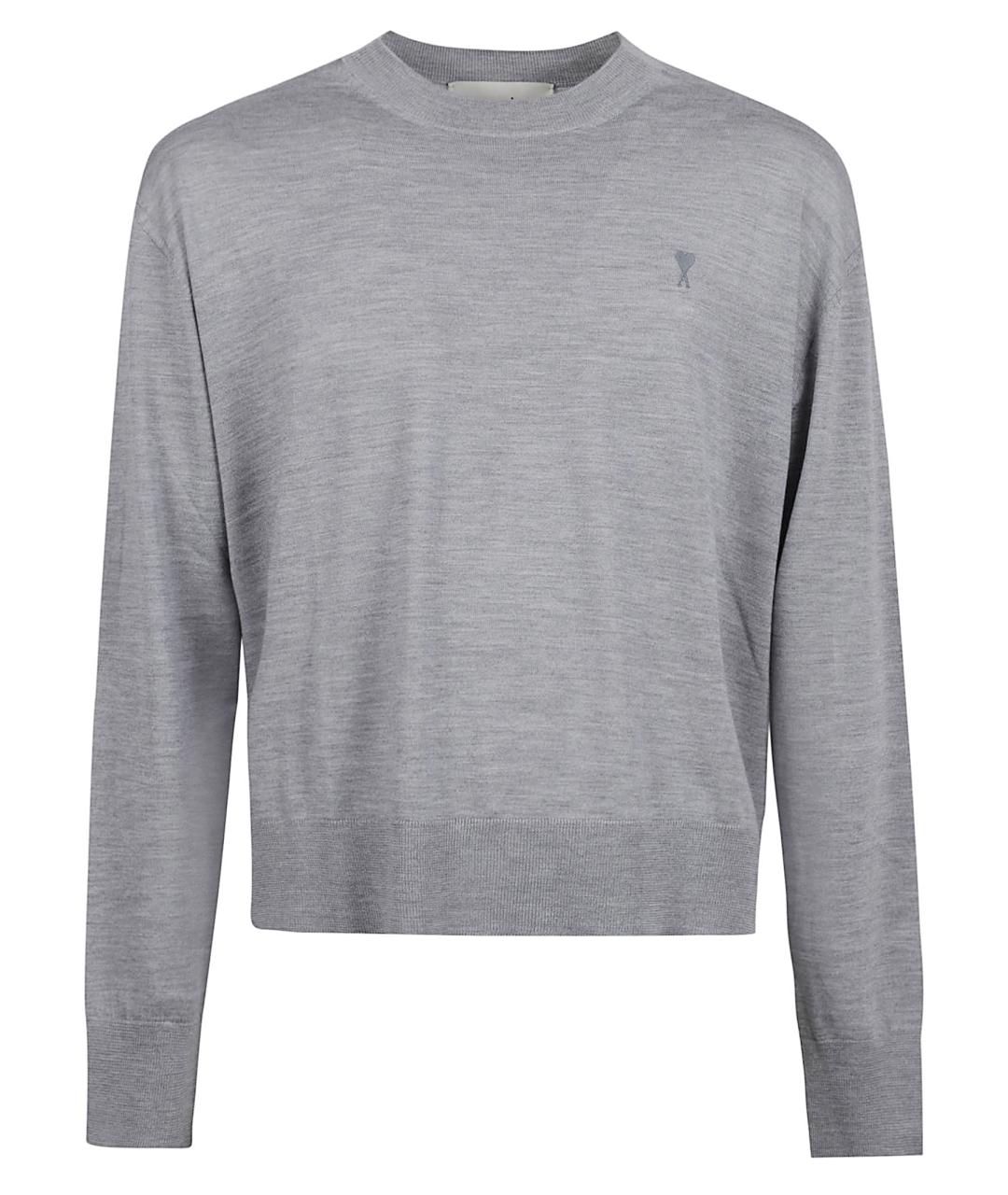 Ami Paris Серый шерстяной джемпер / свитер, фото 1