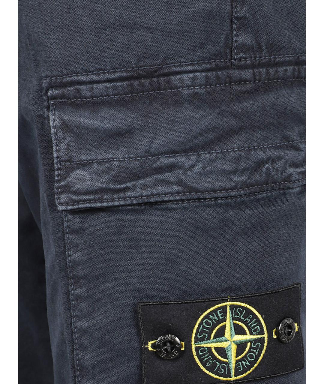STONE ISLAND Синие хлопковые повседневные брюки, фото 2