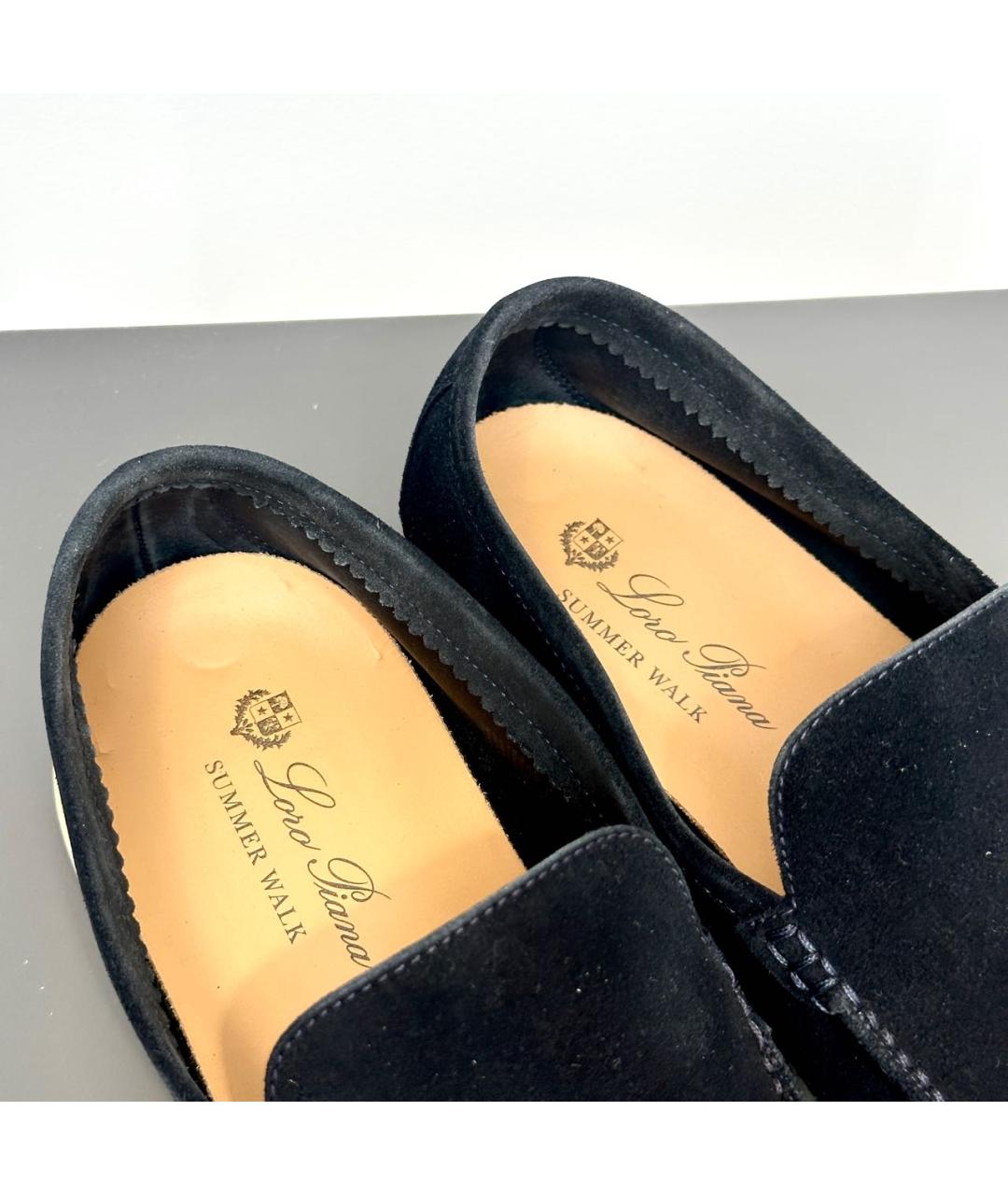 LORO PIANA Черные замшевые лоферы, фото 6