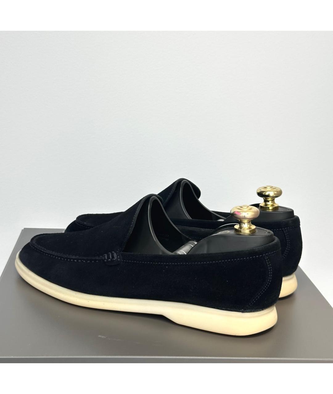 LORO PIANA Черные замшевые лоферы, фото 5