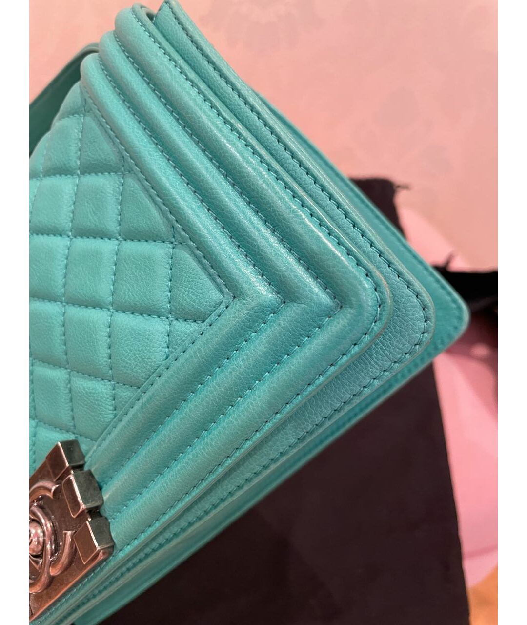 CHANEL PRE-OWNED Бирюзовая кожаная сумка тоут, фото 7