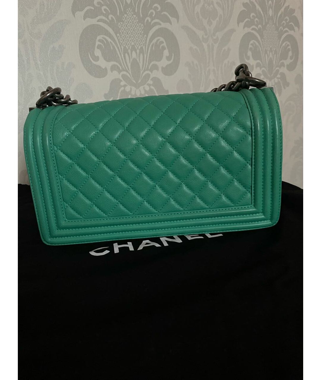 CHANEL PRE-OWNED Бирюзовая кожаная сумка тоут, фото 3