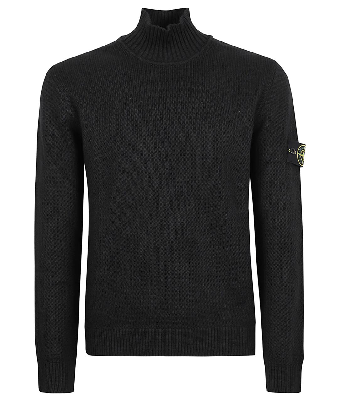 STONE ISLAND Черный хлопко-эластановый джемпер / свитер, фото 1