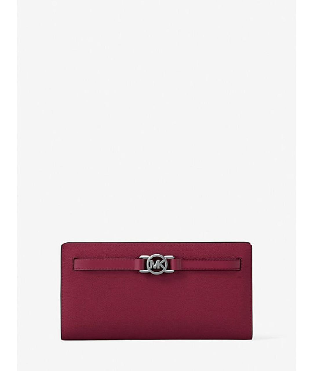 MICHAEL KORS Бордовый кожаный кошелек, фото 4