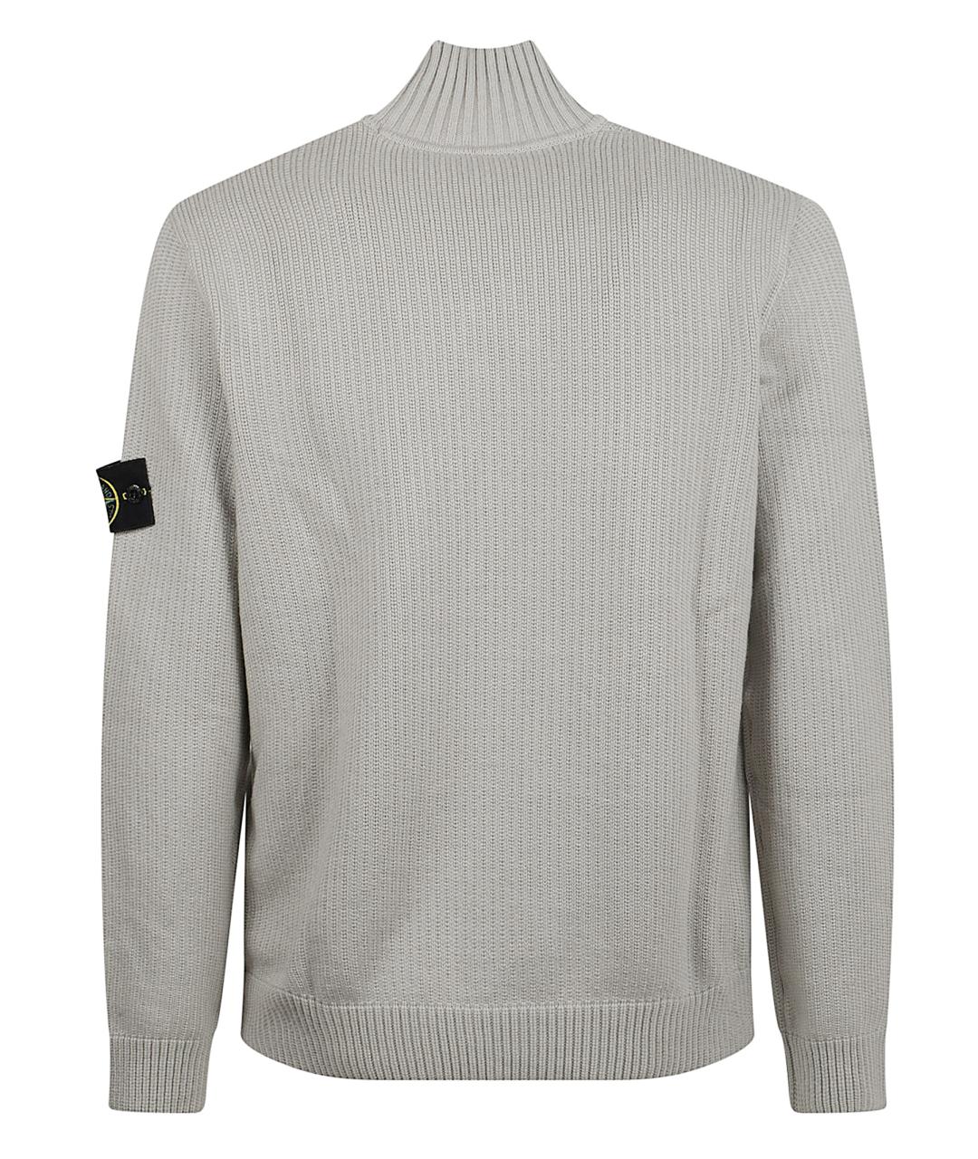 STONE ISLAND Серый хлопко-эластановый джемпер / свитер, фото 3