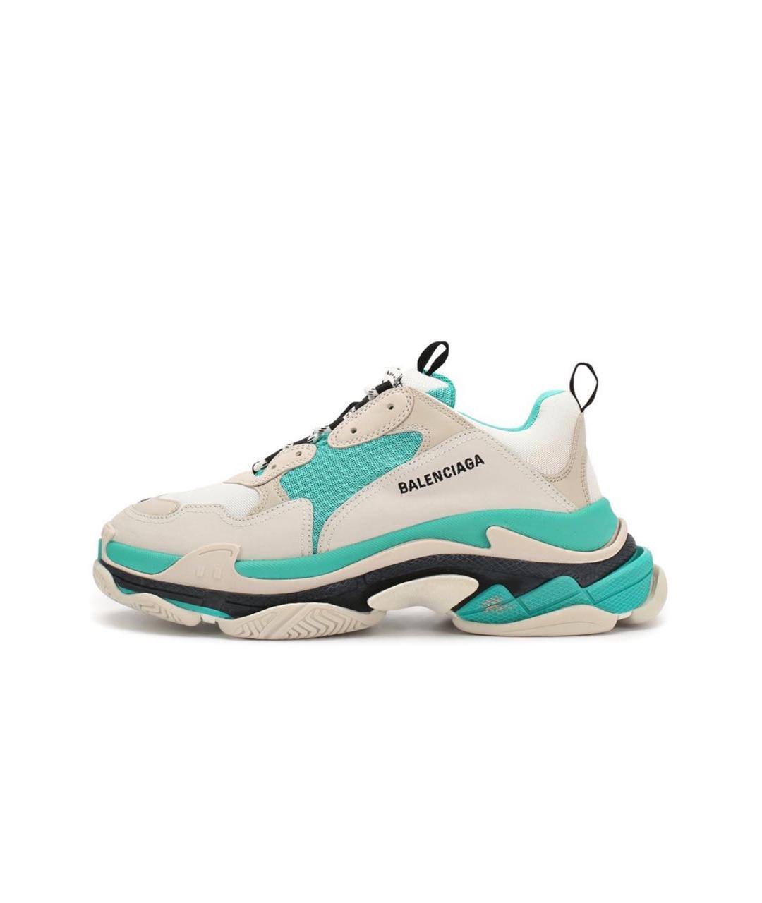 BALENCIAGA Бирюзовые кожаные кроссовки, фото 9