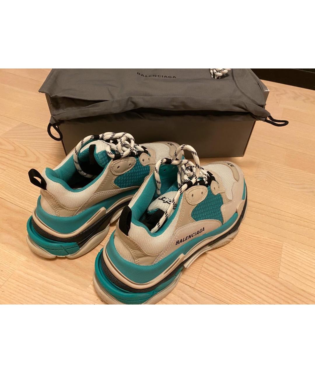 BALENCIAGA Бирюзовые кожаные кроссовки, фото 7