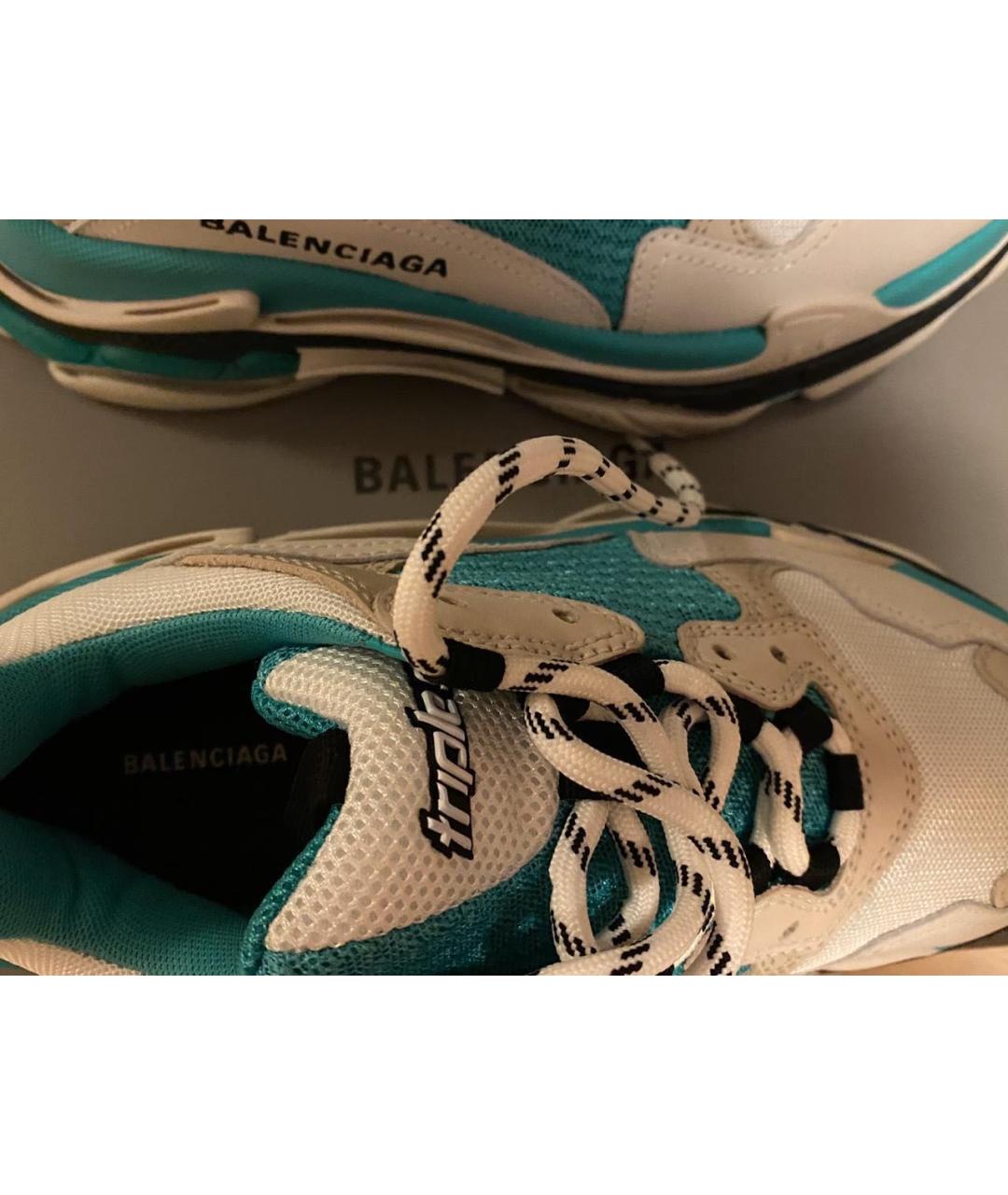 BALENCIAGA Бирюзовые кожаные кроссовки, фото 5