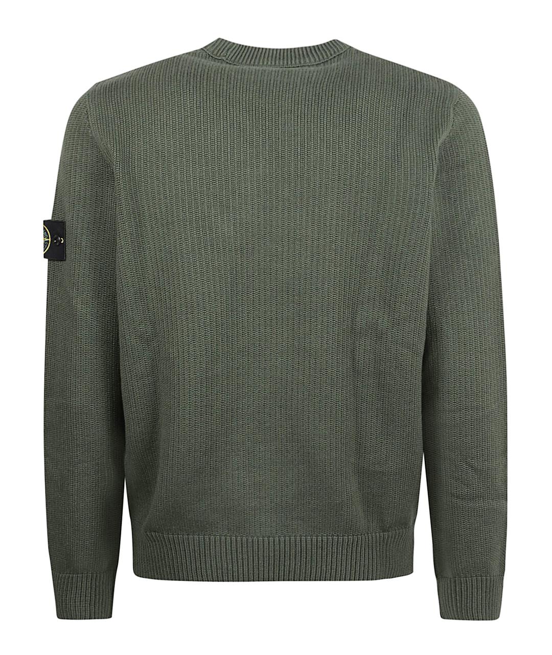 STONE ISLAND Зеленый хлопко-эластановый джемпер / свитер, фото 3
