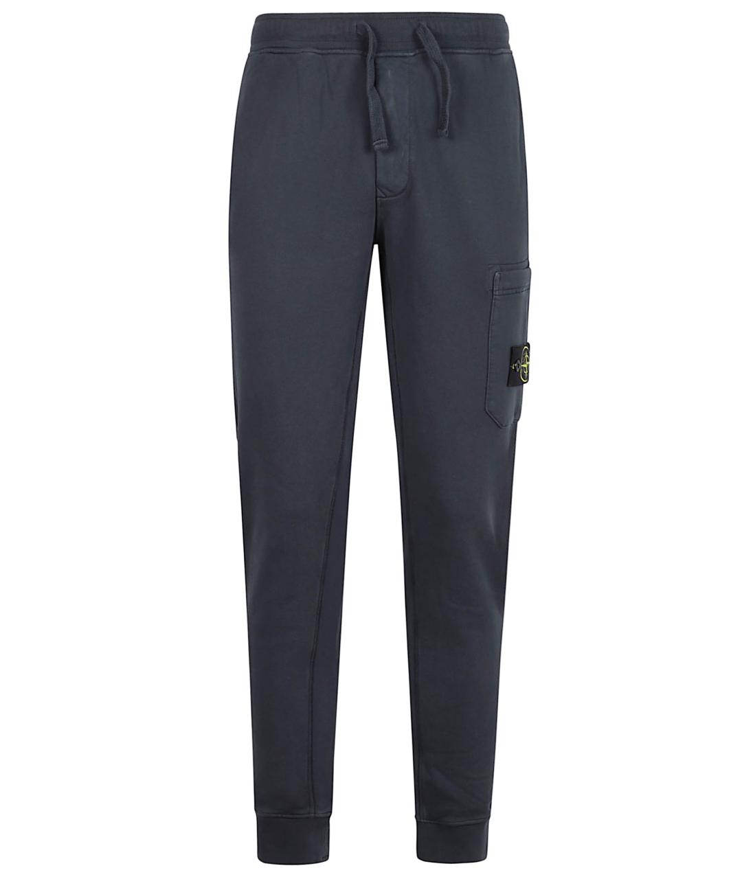 STONE ISLAND Темно-синие хлопковые повседневные брюки, фото 1