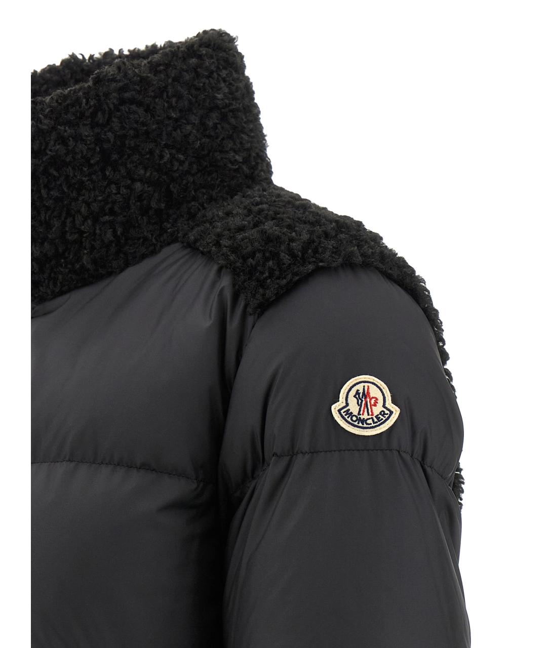 MONCLER Черный полиэстеровый пуховик, фото 4